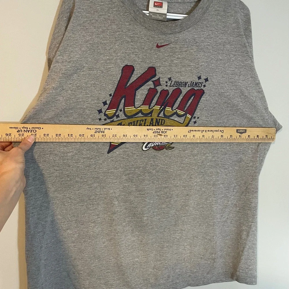 VTG Nike LeBron James‎ Cleveland Cavaliers King T-Shirt Gray XL Ctr Swoosh HOLE